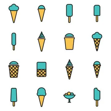 Trendy flat line icon pack for designers and developers. Vector line ice crea Stock Illustration