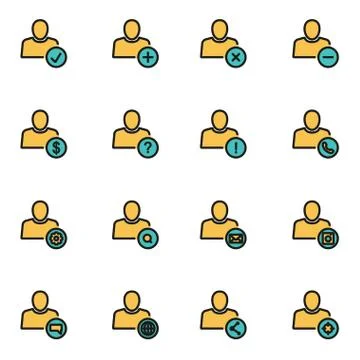 Trendy flat line icon pack for designers and developers. Vector line people i 库存插图