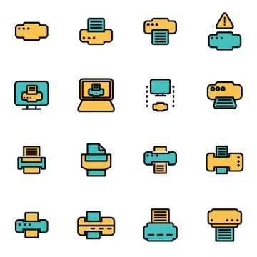 Trendy flat line icon pack for designers and developers. Vector line printer  Stock Illustration
