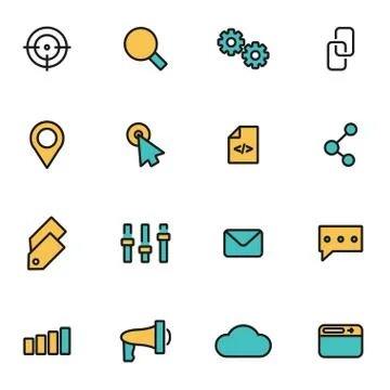 Trendy flat line icon pack for designers and developers. Vector line seo icon Illustrazione stock