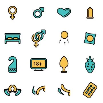 Trendy flat line icon pack for designers and developers. Vector line sex icon Stock Illustration