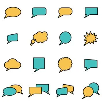 Trendy flat line icon pack for designers and developers. Vector line speach b Illustrazione stock