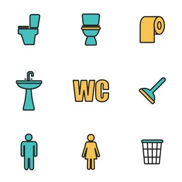 Trendy flat line icon pack for designers and developers. Vector line toilet i Stock Illustration