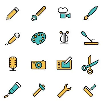 Trendy flat line icon pack for designers and developers. Vector line art tool Stockillustratie
