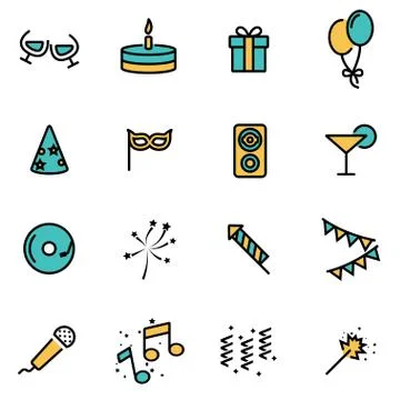 Trendy flat line icon pack for designers and developers. Vector line birthday 스톡 일러스트
