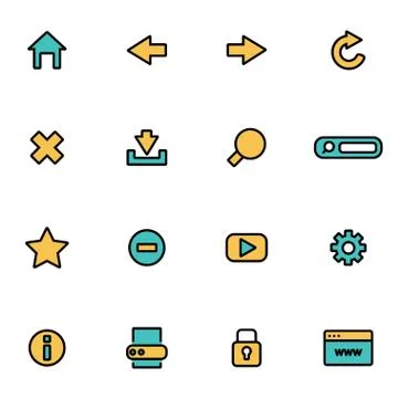 Trendy flat line icon pack for designers and developers. Vector line browser  Stock Illustration