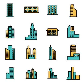 Trendy flat line icon pack for designers and developers. Vector line building Ilustración de archivo