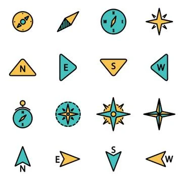 Trendy flat line icon pack for designers and developers. Vector line compass  Stock Illustration
