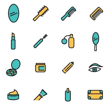 Trendy flat line icon pack for designers and developers. Vector line cosmetic Stock Illustration