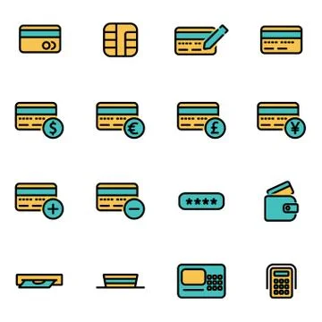 Trendy flat line icon pack for designers and developers. Vector line credit c 스톡 일러스트