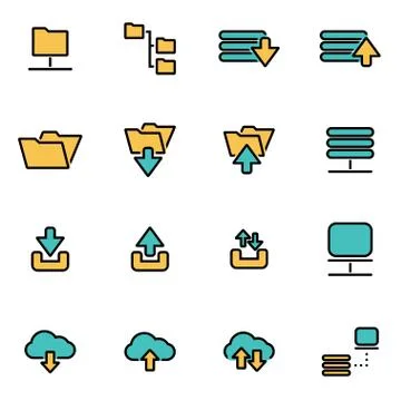 Trendy flat line icon pack for designers and developers. Vector line ftp icon イラスト素材
