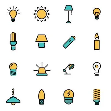 Trendy flat line icon pack for designers and developers. Vector line light ic Illustrazione stock