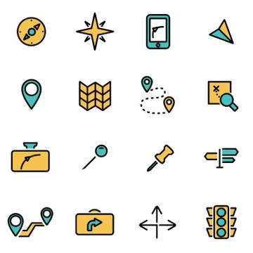 Trendy flat line icon pack for designers and developers. Vector line navigati Illustrazione stock