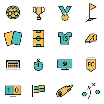Trendy flat line icon pack for designers and developers. Vector line soccer i Stock Illustration