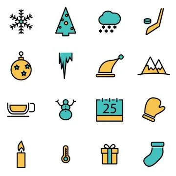 Trendy flat line icon pack for designers and developers. Vector line winter i Stock Illustration