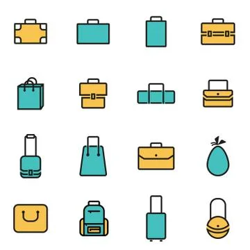 Trendy flat line icon pack for designers and developers. Vector line bag icon Stock Illustration