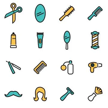 Trendy flat line icon pack for designers and developers. Vector line barber i Stock Illustration