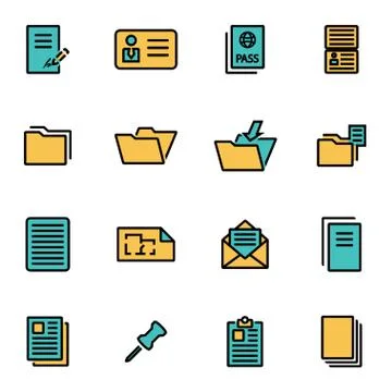 Trendy flat line icon pack for designers and developers. Vector line document Stockillustratie