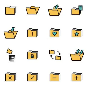 Trendy flat line icon pack for designers and developers. Vector line folder s Stock Illustration