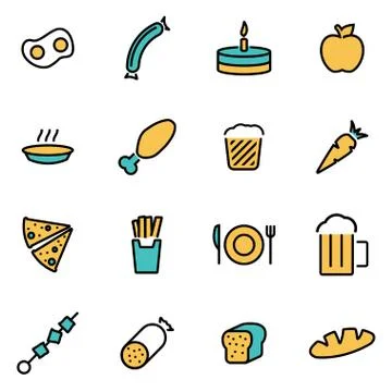 Trendy flat line icon pack for designers and developers. Vector line food set Stock Illustration