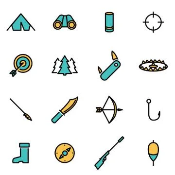 Trendy flat line icon pack for designers and developers. Vector line hunting  Illustrazione stock