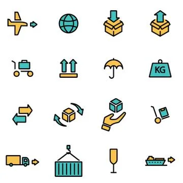 Trendy flat line icon pack for designers and developers. Vector line logistic Illustrazione stock