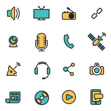 Trendy flat line icon pack for designers and developers. Vector line media se Stock Illustration