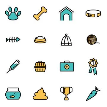 Trendy flat line icon pack for designers and developers. Vector line pet set Illustrazione stock