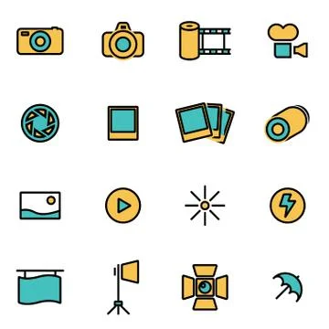 Trendy flat line icon pack for designers and developers. Vector line photo se Stock Illustration