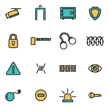 Trendy flat line icon pack for designers and developers. Vector line security イラスト素材