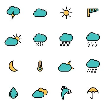 Trendy flat line icon pack for designers and developers. Vector line weather  Stock Illustration