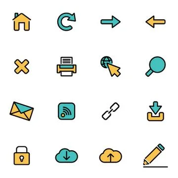 Trendy flat line icon pack for designers and developers. Vector line web set Stock Illustration
