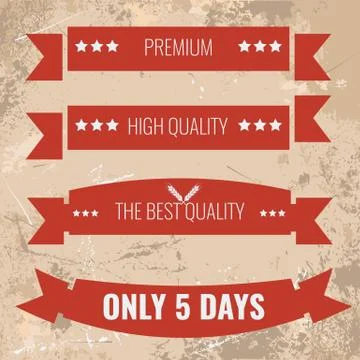 Trendy flat solid ribbon with grunge background. Illustrazione stock