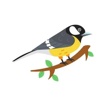 Trendy flat vector of colorful great tit ready for use. Stock Illustration