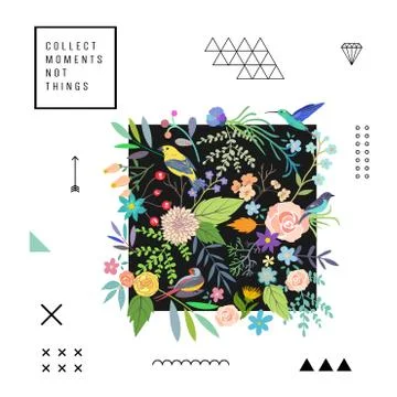 Trendy floral pattern. Vector. Isolated Stock Illustration