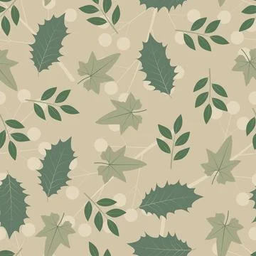 Trendy floral seamless pattern design of branches of leaves. Illustrazione stock