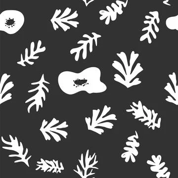 Trendy floral seamless pattern inspired by Matisse, black and white floral pa Stock-Illustration