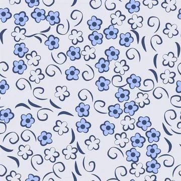 Trendy floral seamless pattern. Simple small flowers with lines in vector. Illustrazione stock