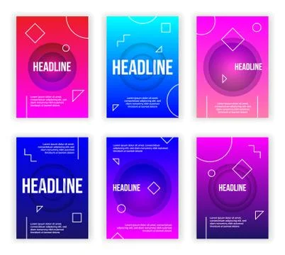 Trendy flyer modern poster concept,vector set.Abstract design layout for cove Stock Illustration