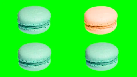Trendy food stop motion animation, sweet macarons cake of different colors on a Stock Footage 242144953