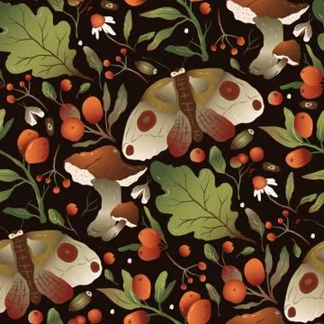 Trendy forest mushroom pattern. Stockillustratie