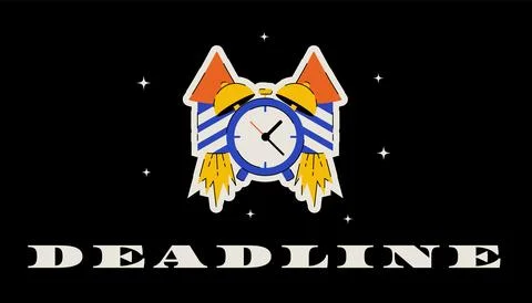 Trendy funny banner on the topic of work, deadline and procrastination. Retro Illustrazione stock