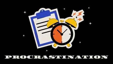 Trendy funny banner on the topic of work, deadline and procrastination. Retro Stock Illustration
