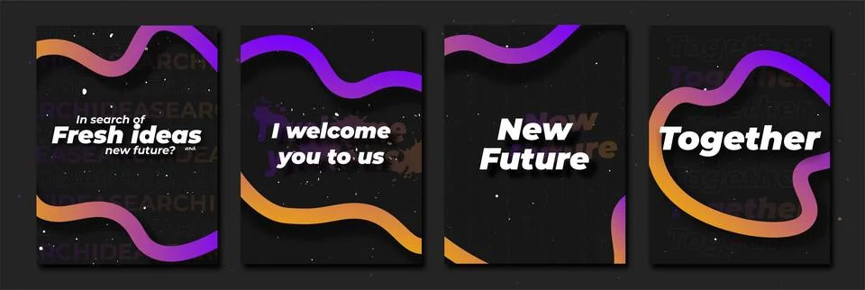 Trendy galaxy posters vector set Stock Illustration