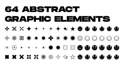 Trendy geometric design elements. Simple shapes forms and frames in brutalism. Stock Illustration