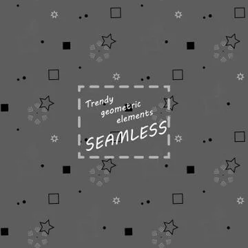 Trendy geometric elements card. Seamless memphis pattern for tissue and postc Stock Illustration