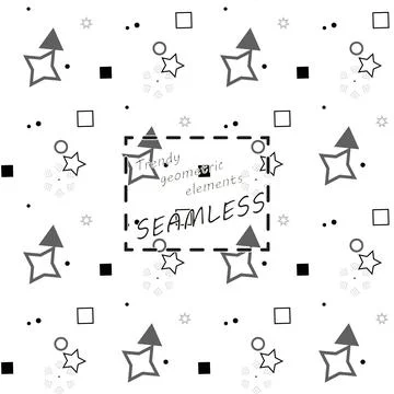 Trendy geometric elements card. Seamless memphis pattern for tissue and pos.. 库存插图