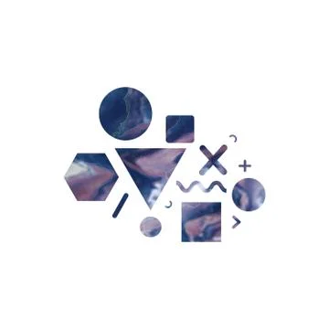 Trendy geometric elements with marble texture. Stock Illustration