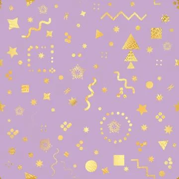 Trendy geometric elements memphis card. Seamless memphis pattern for tissue a Stock Illustration