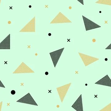 Trendy geometric elements memphis card. Seamless memphis pattern for tissue a Stock Illustration